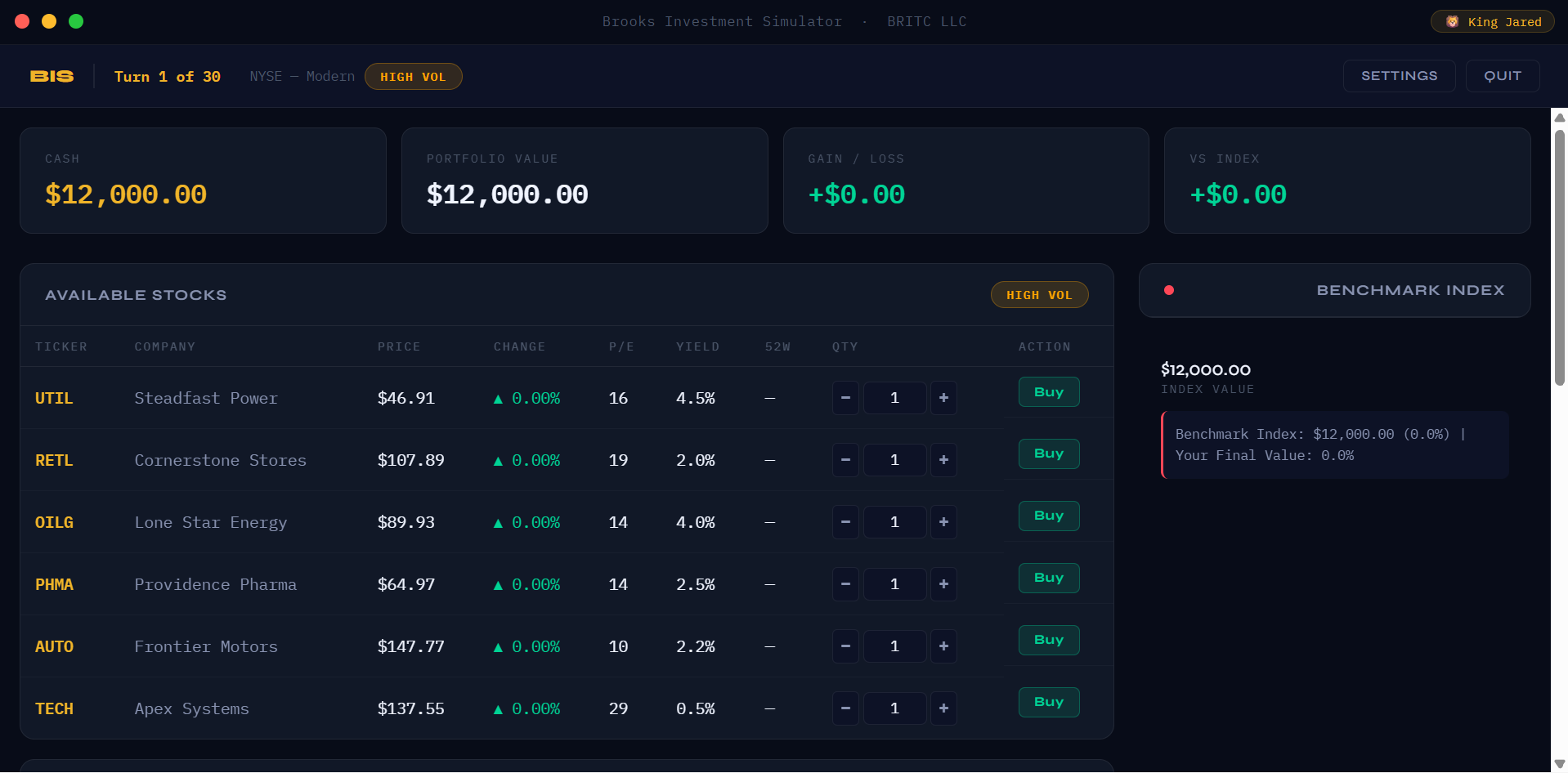 Brooks Investment Simulator Concept View 2